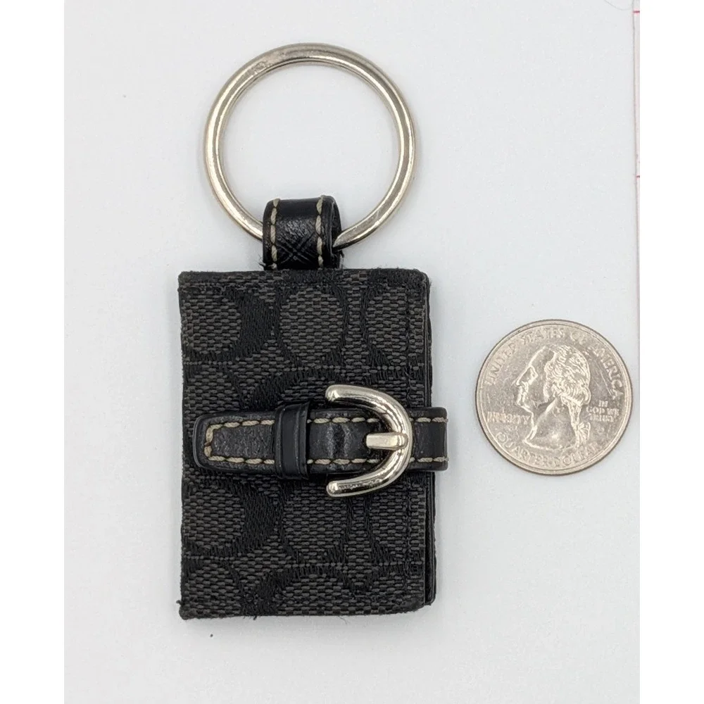 Coach Picture Frame Charm Keychain Black Grey Signature Canvas Vintage Mini Y2K